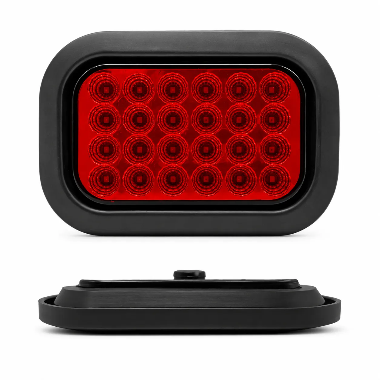 Plafón LED rectangular rojo de 24 LED con base de goma