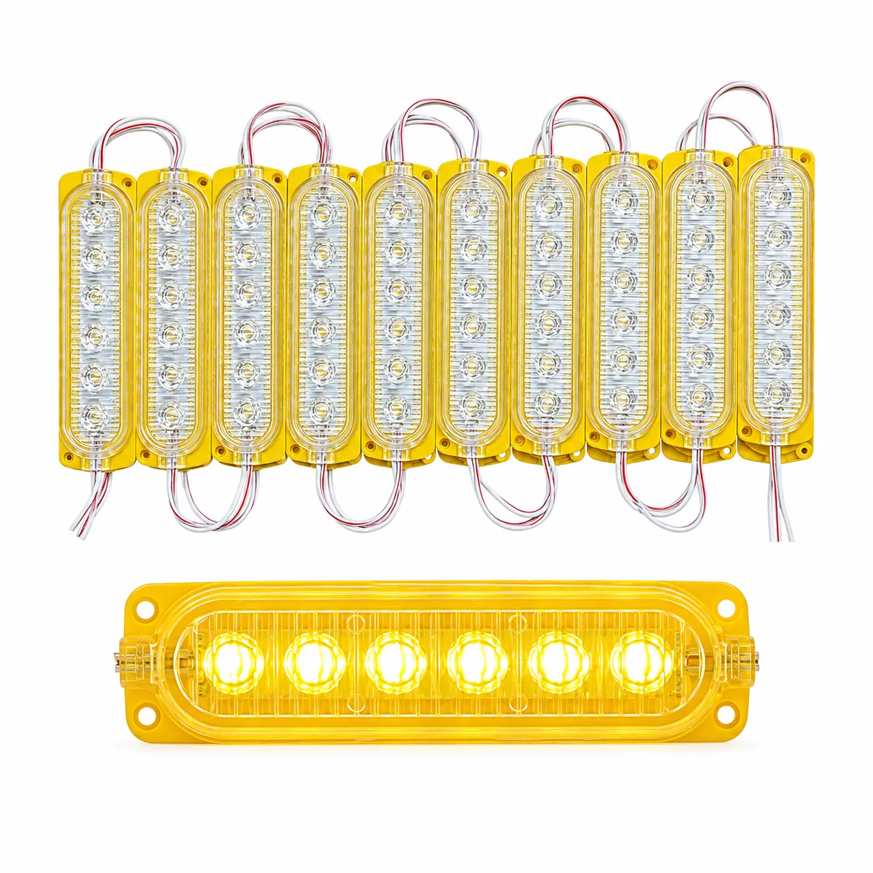 Modulo amarillo de 6 LED con cristal y lupas tira de 20 piezas