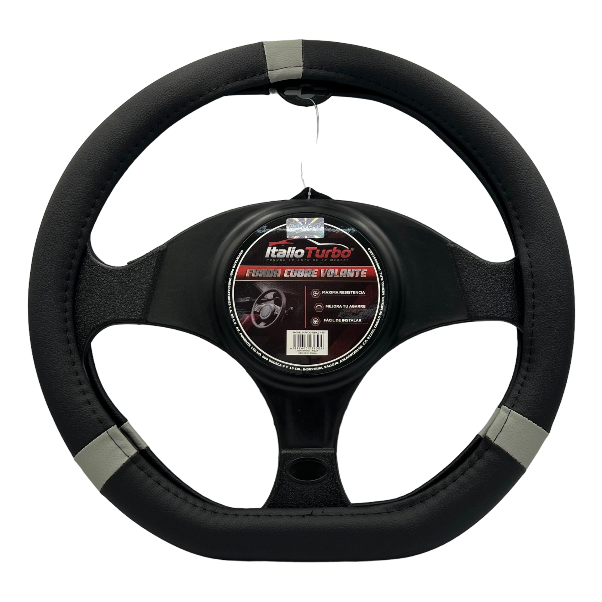 Cubrevolante tipo D en color negro con detalle gris