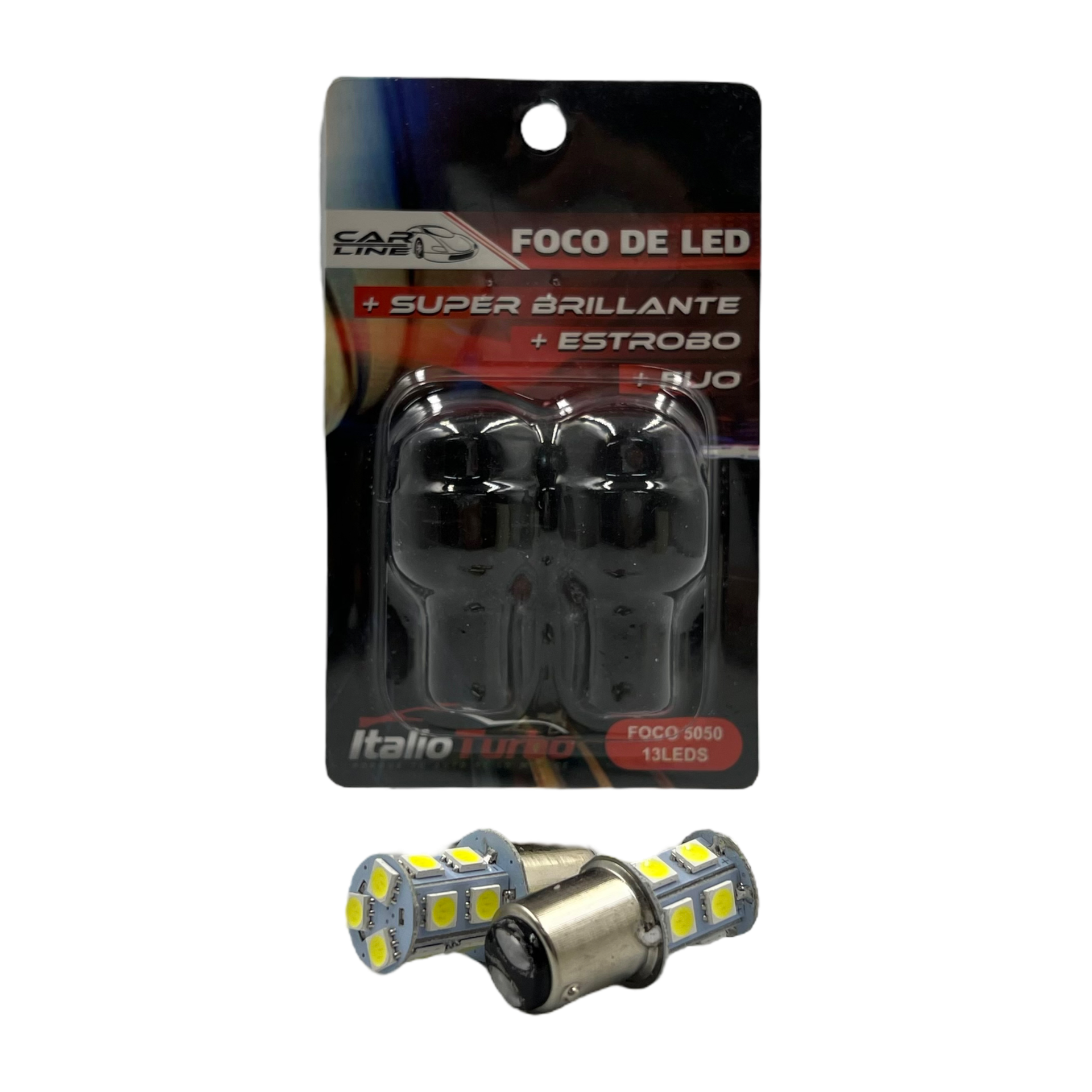 Foco entrada 1176 2 polos con patas parejas con 13 LED función fijo + estrobo