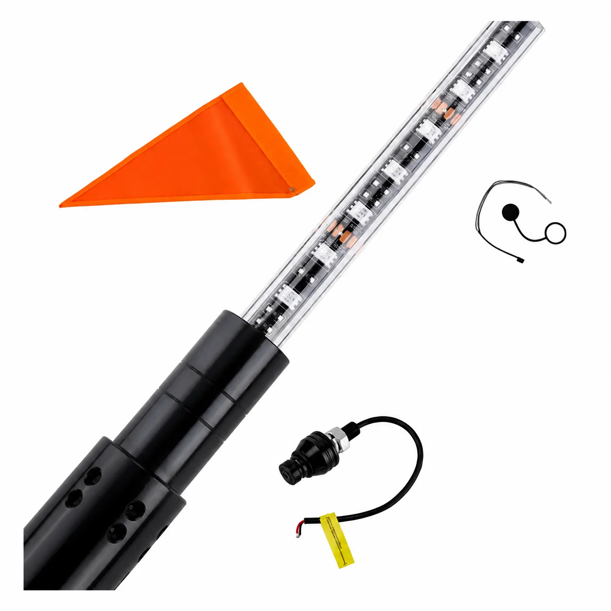 Antena chicotera con luz LED multicolor con funciones tipo cascada