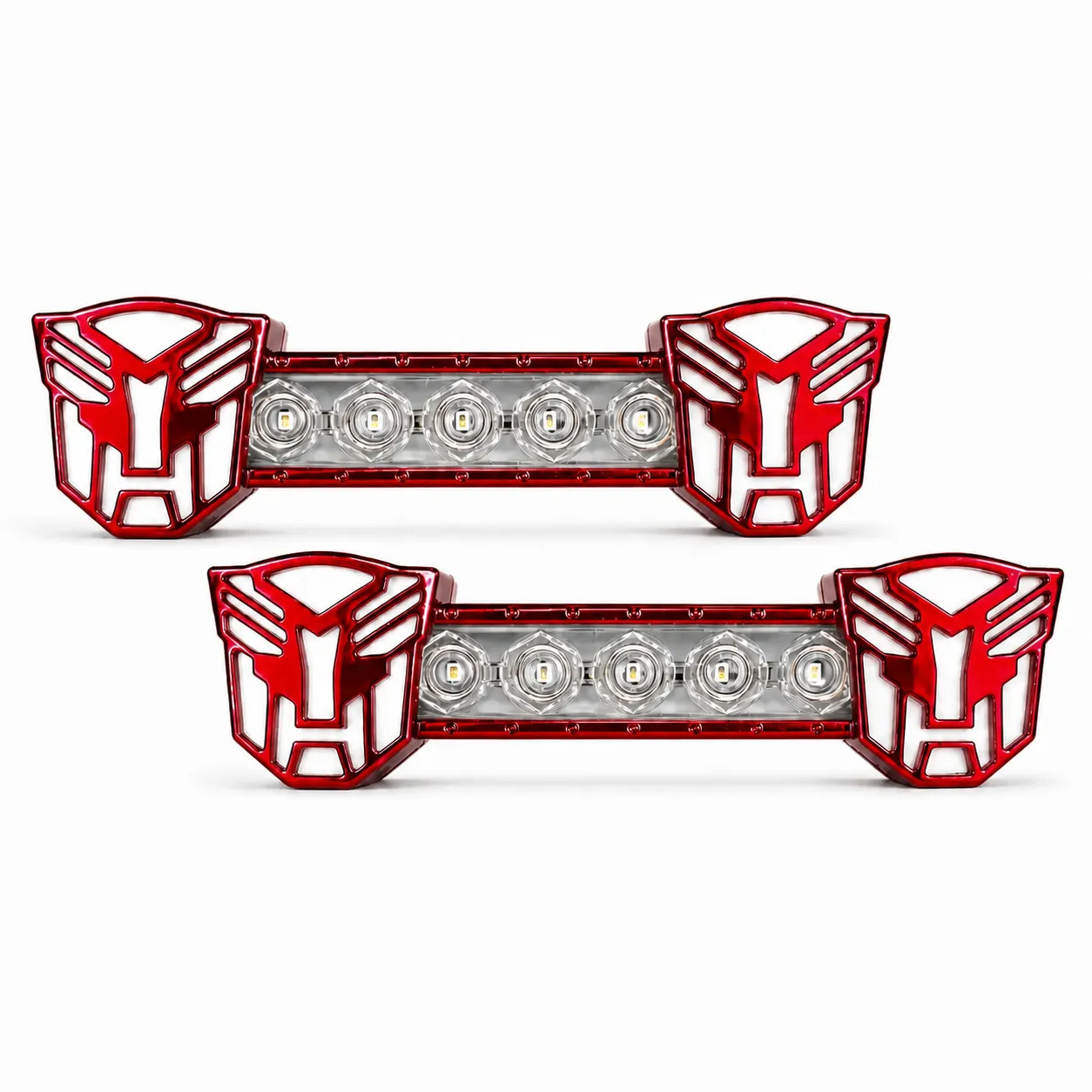 Barra LED roja decorativa tipo robot con carcaza de color función estrobo