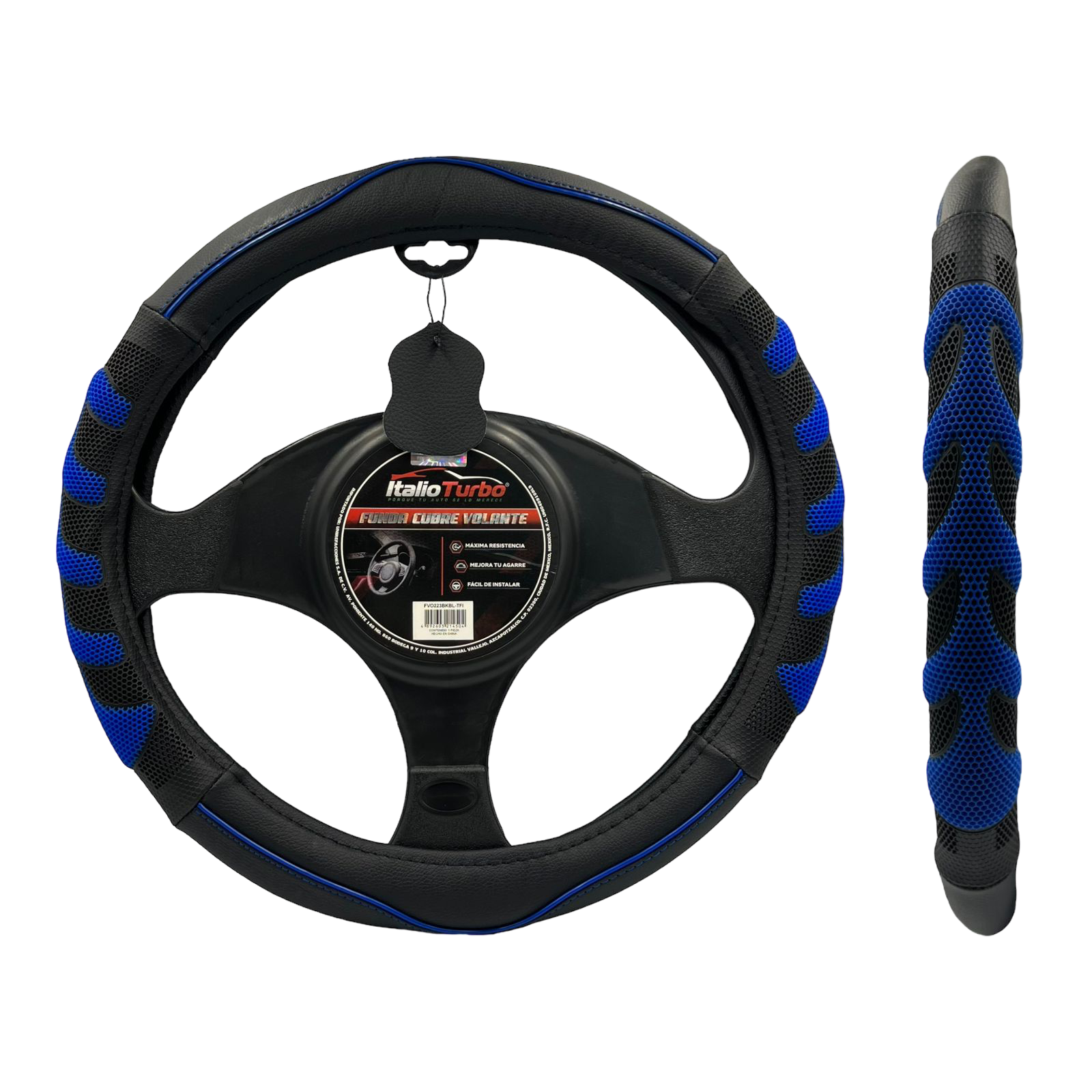Funda cubrevolante premium con detalle y textura en azul