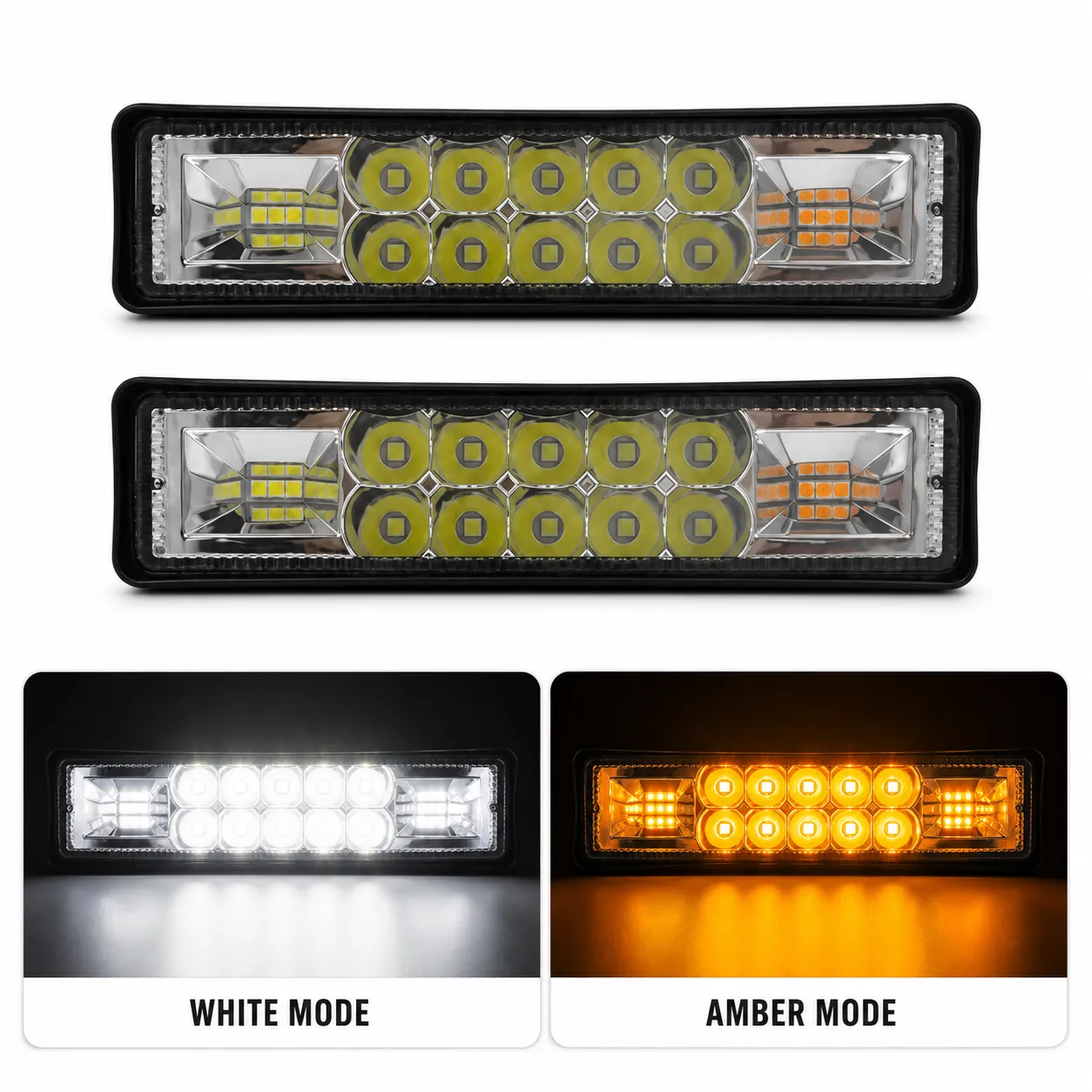 Barra LED con cuartos blanco/ámbar