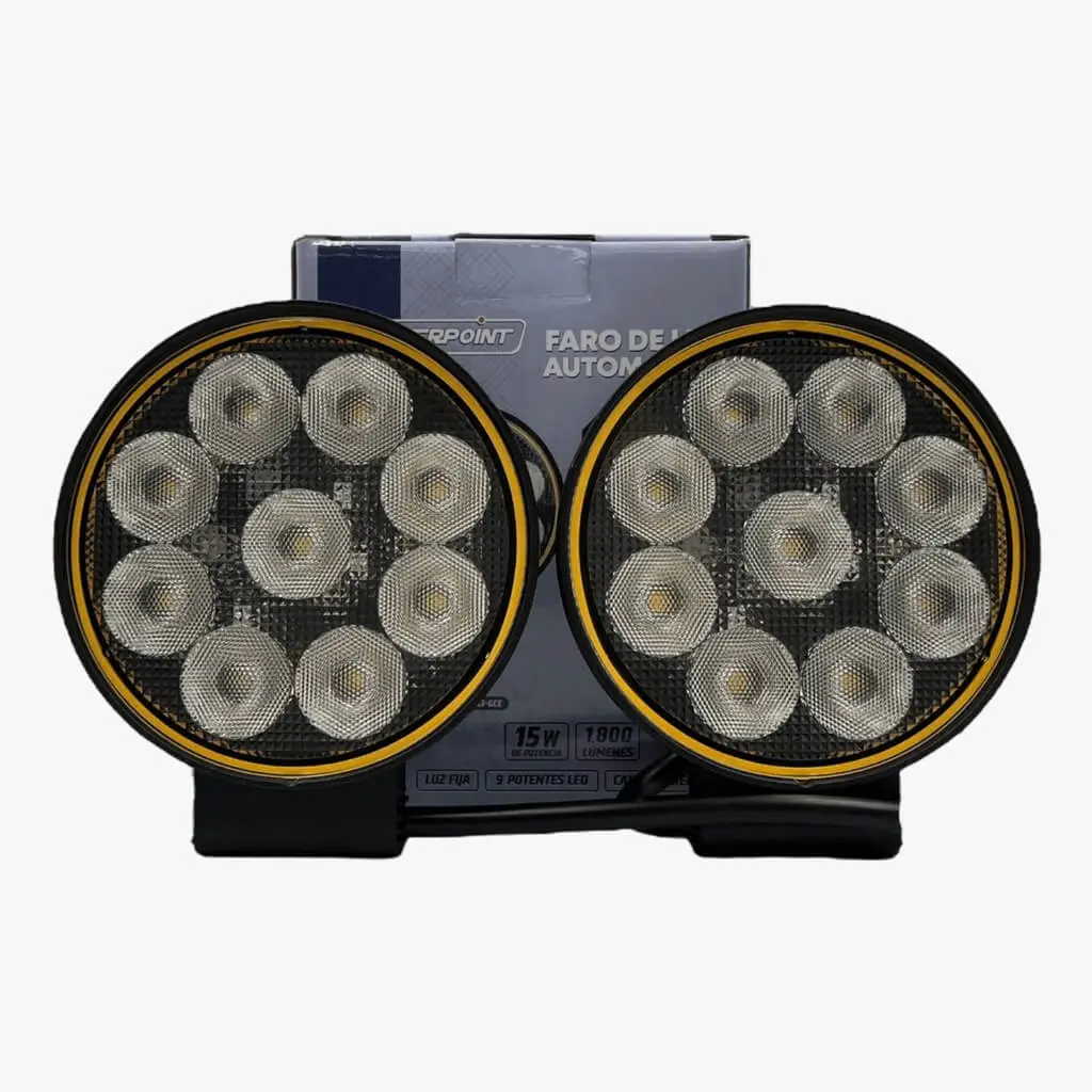 Faro LED redondo con 9 potentes LED calidad premium