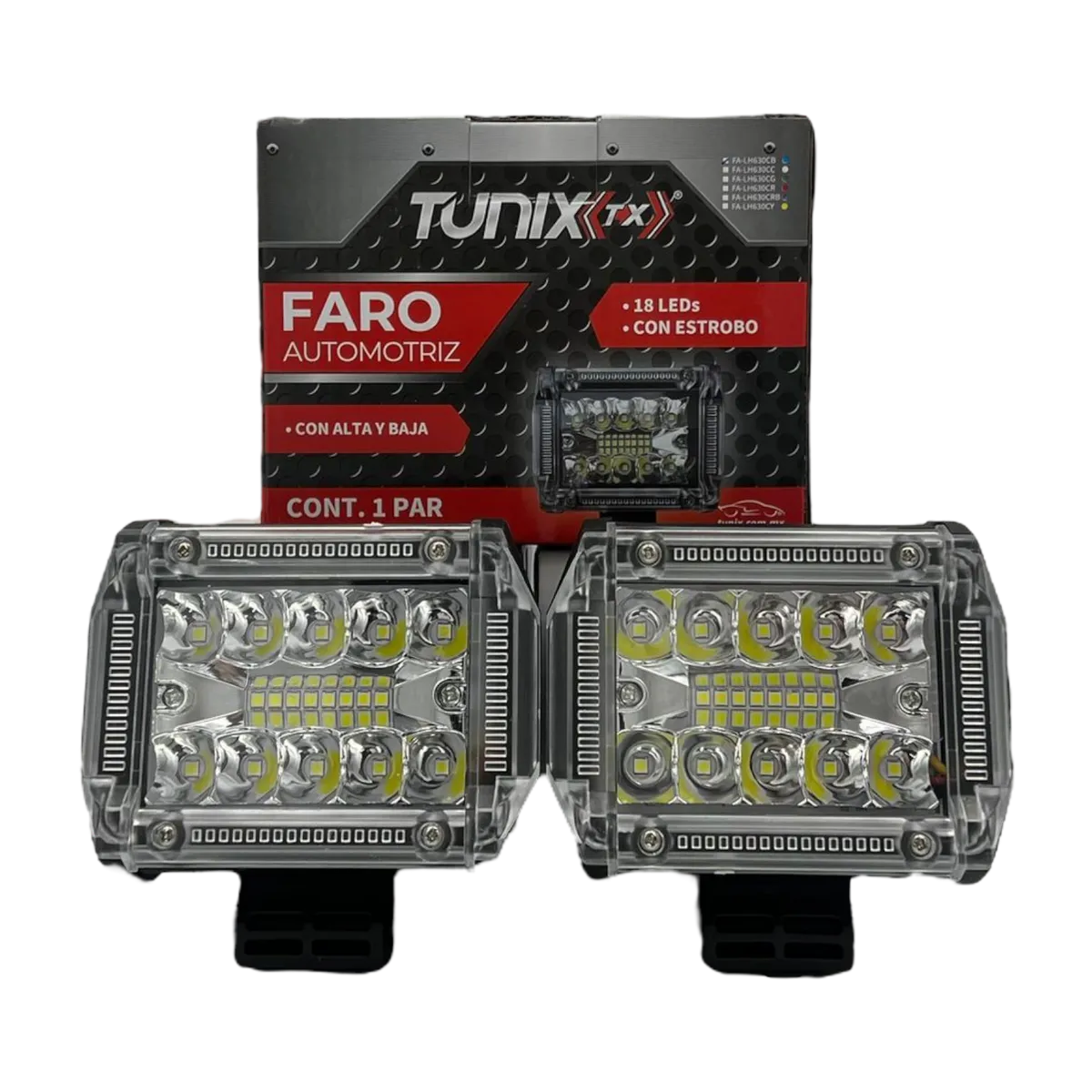 Faro de 18 LED multifunciones y arillo de color