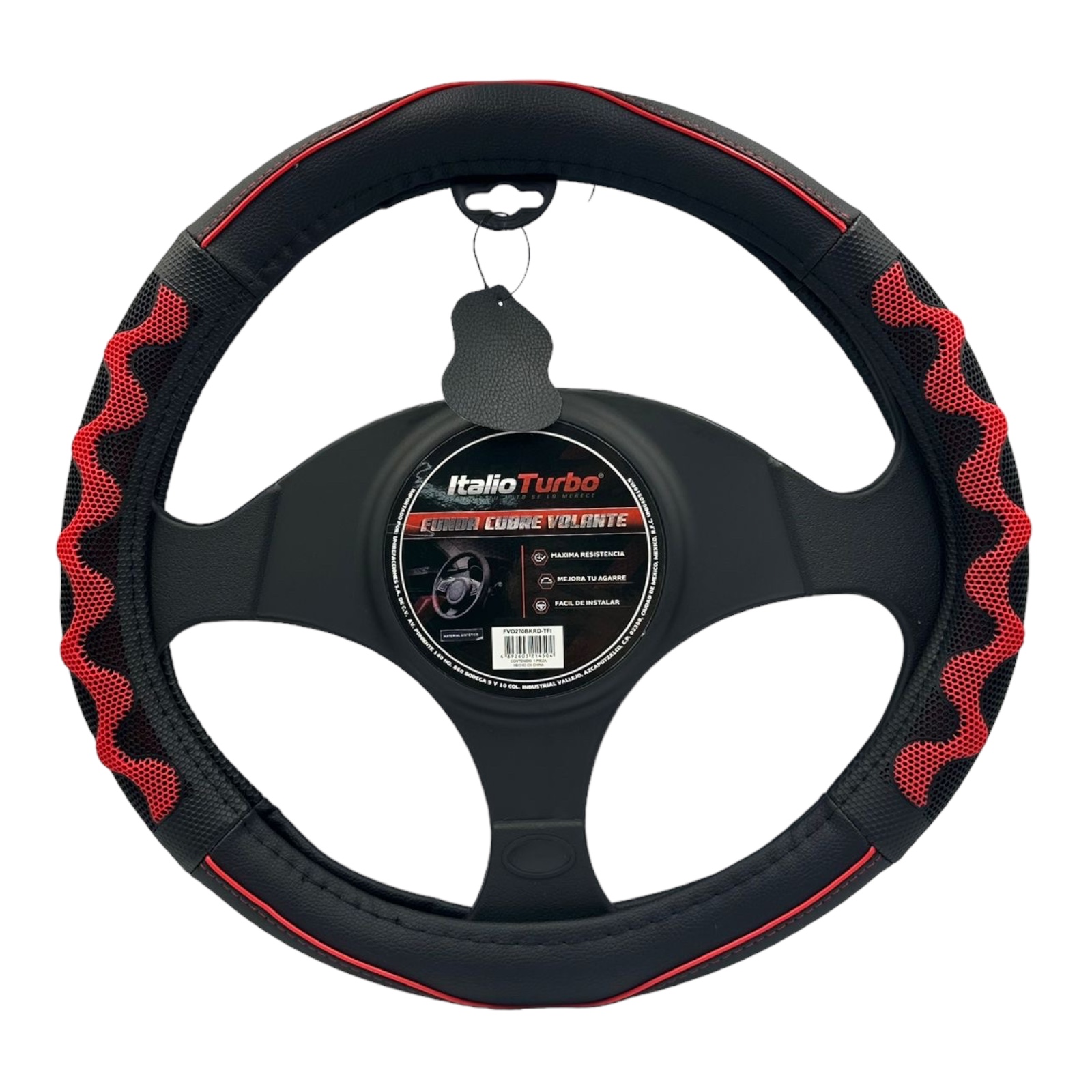 Funda cubrevolante tipo vinipiel con masaje color rojo