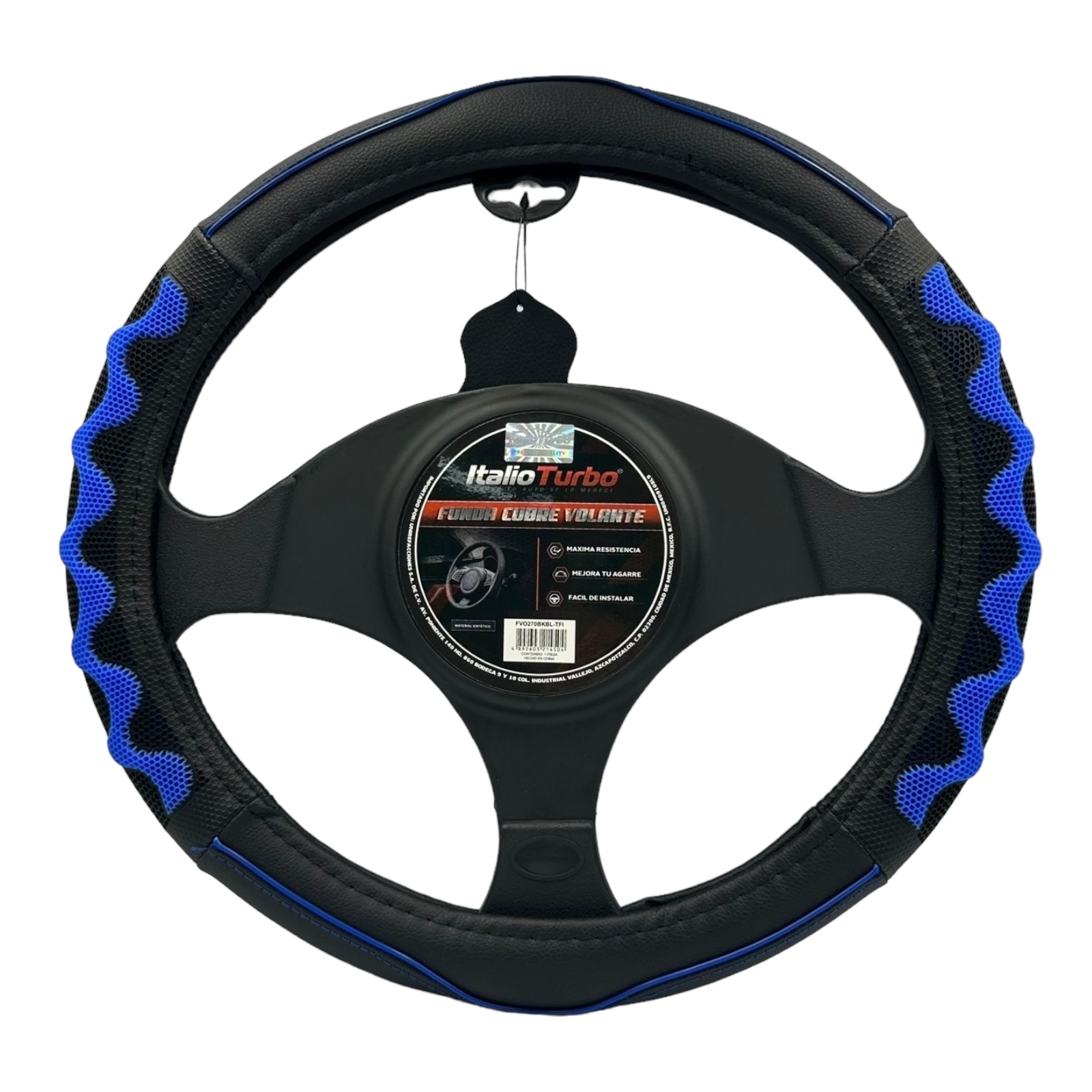 Funda cubrevolante tipo vinipiel con masaje color azul