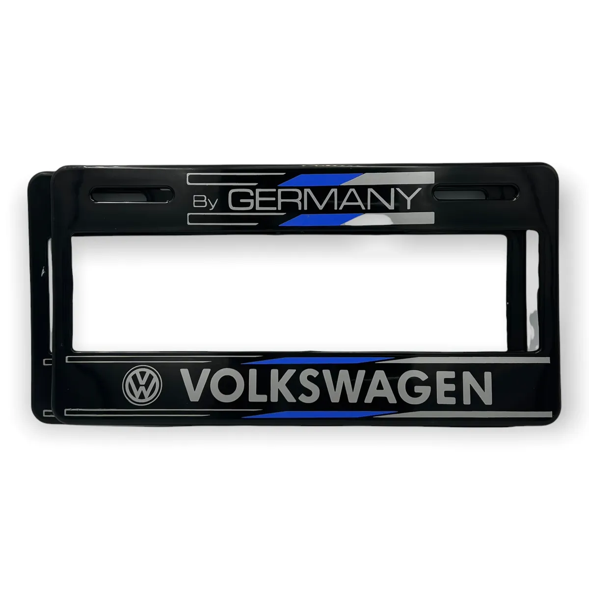 Portaplaca flexible marca VW azul