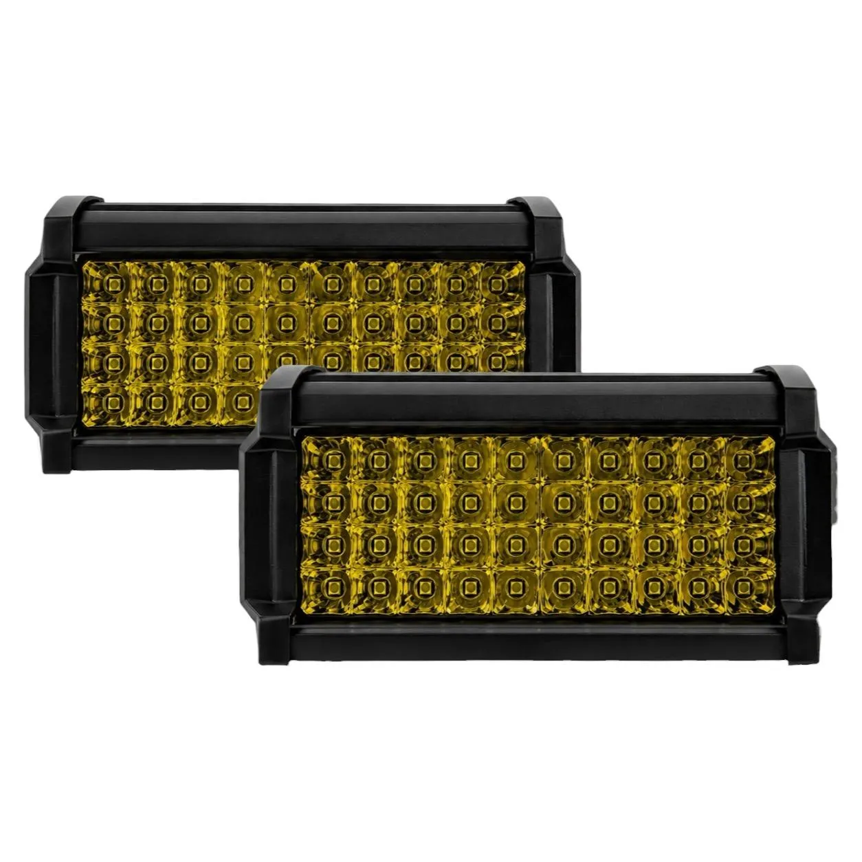Faro ámbar LED rectangular de 48 LED función fijo + estrobo