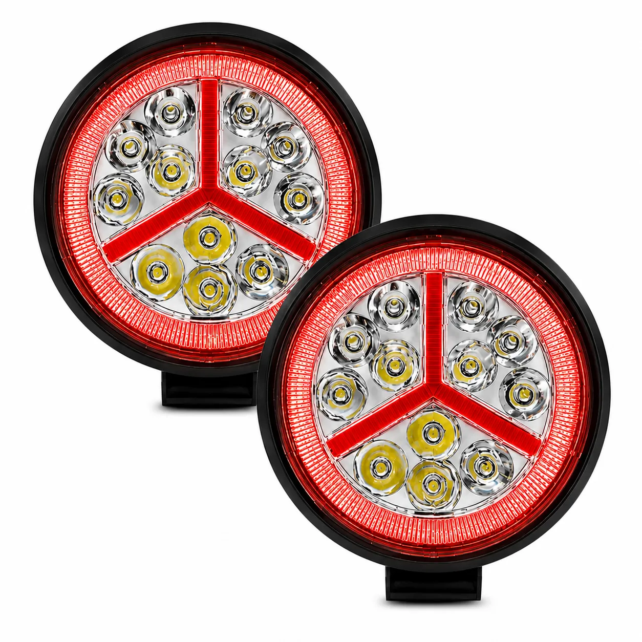 Faro LED redondo con arillo y tribal de gel