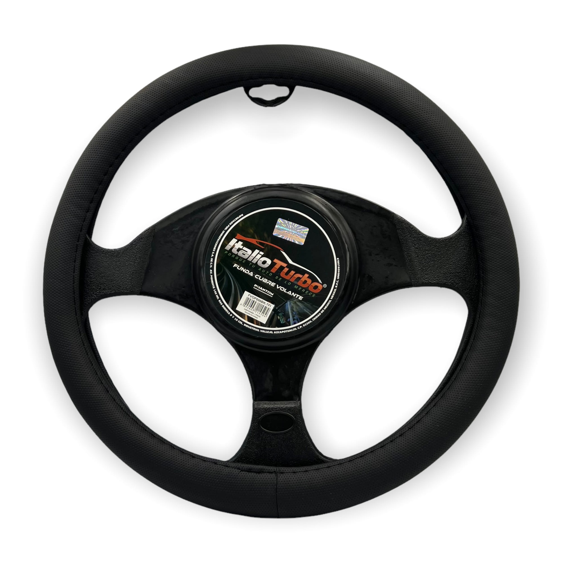 Funda cubrevolante de vinipiel microperforado negro