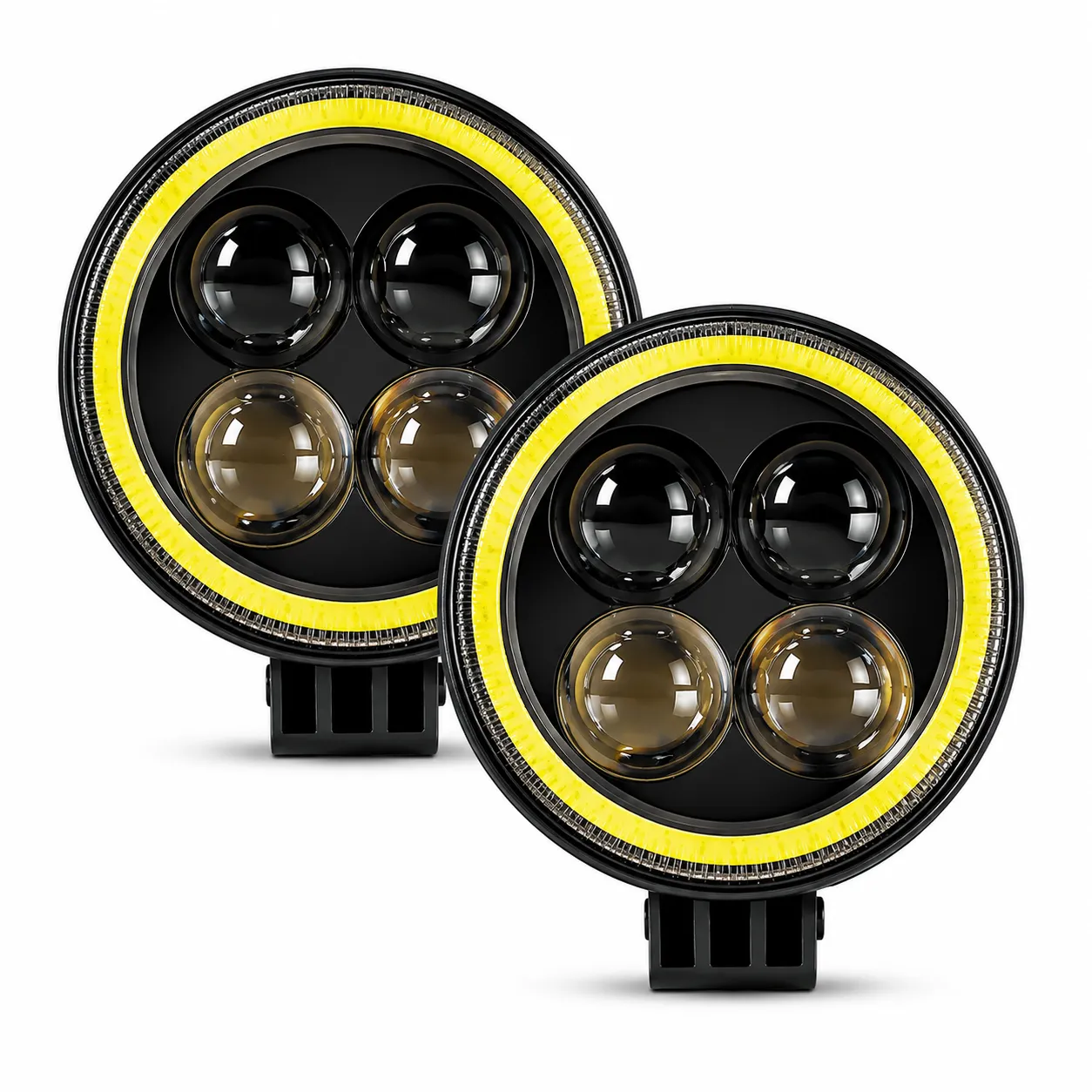 Faro LED amarillo de 3" con lupas y arillo de color