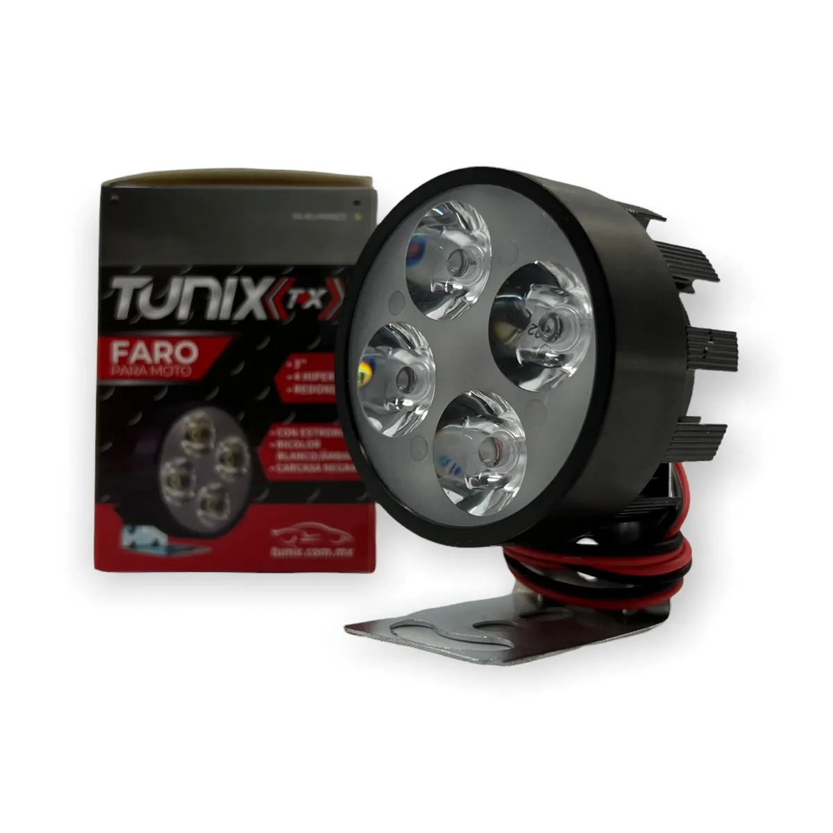 Faro de 4 LED bicolor (blanco/ámbar) carcaza negra