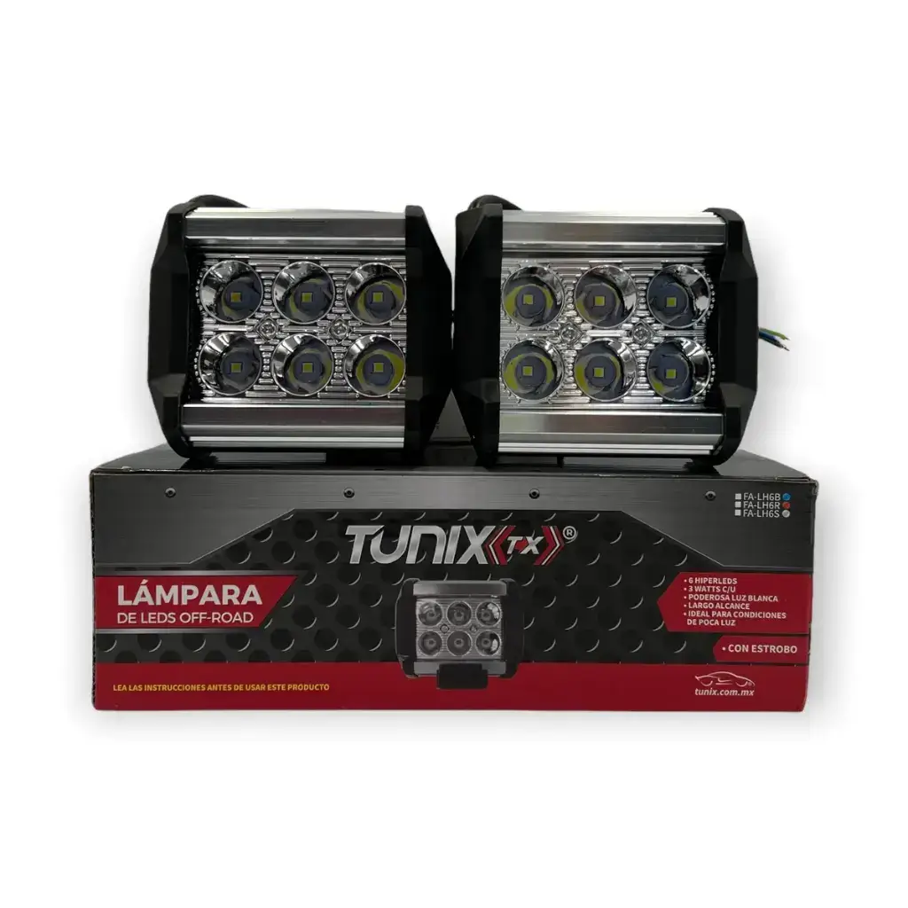 Faro tipo C de 6 LED con carcaza de color plata