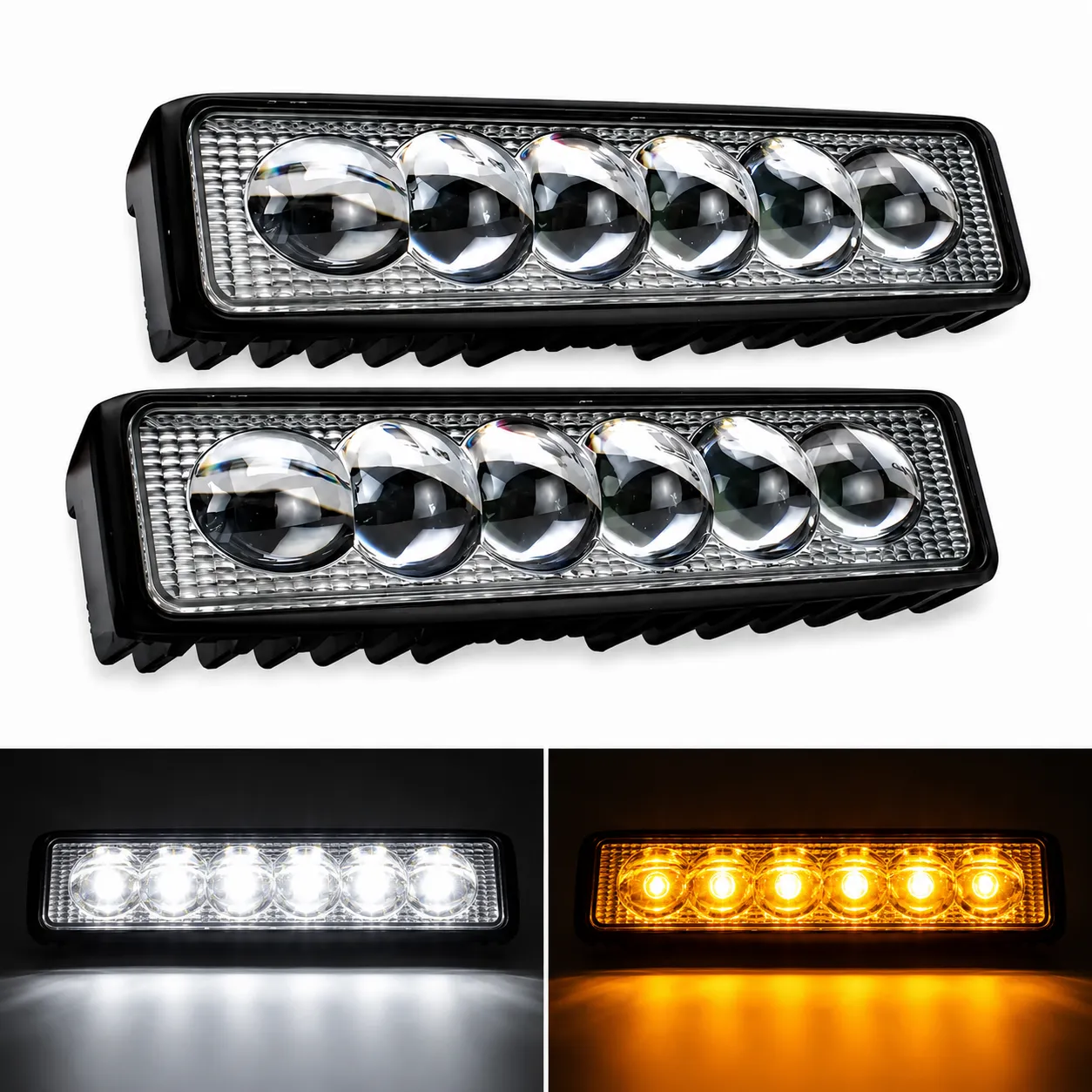 Barra de 6 LED con lupa (blanco/ámbar)