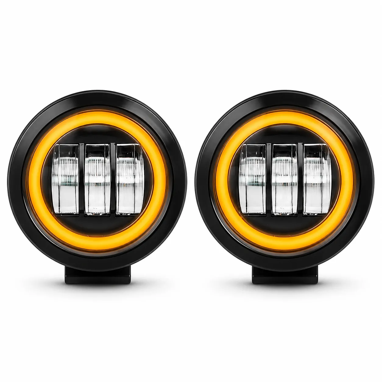 Faro de LED amarillo con 3 lupas y arillo de gel
