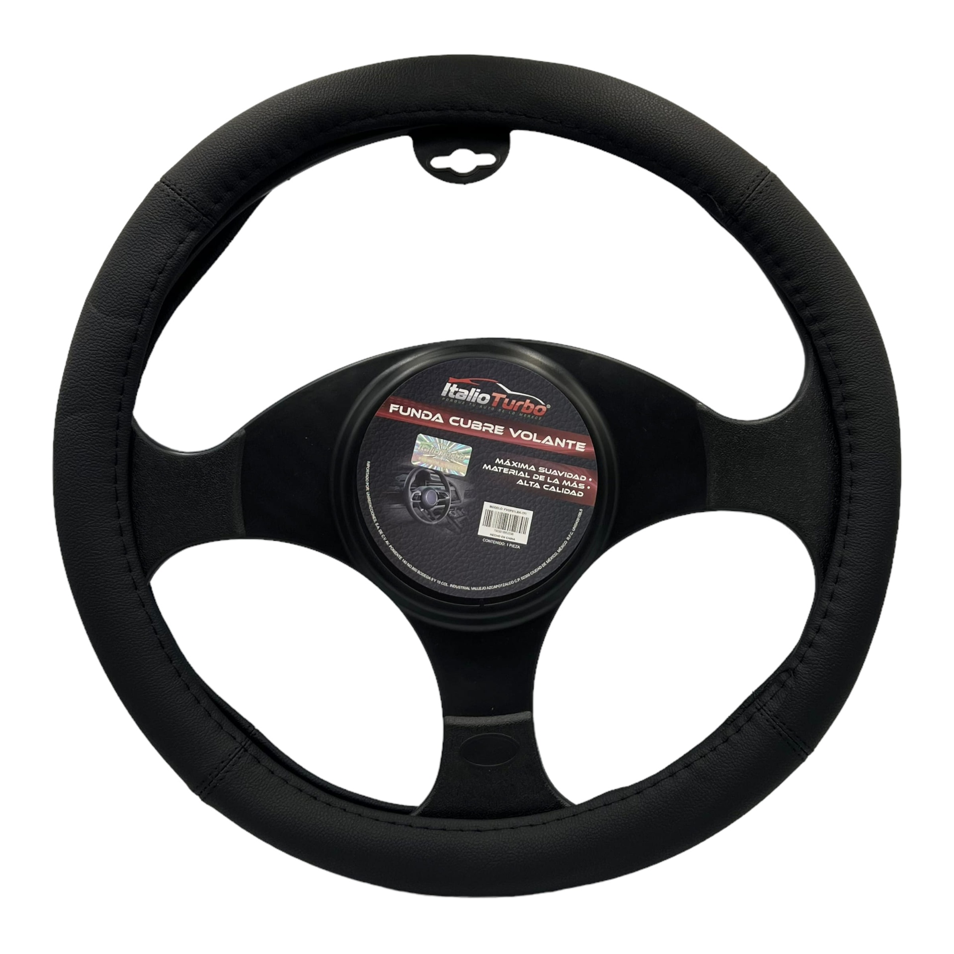 Funda cubrevolante de piel para camioneta color negro liso