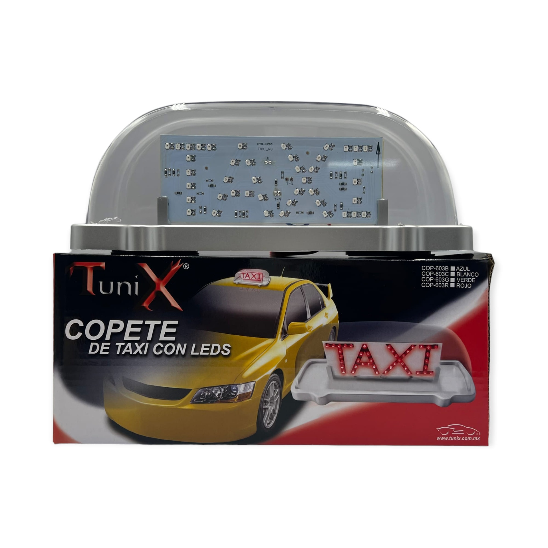 Copete de taxi con luz LED roja 