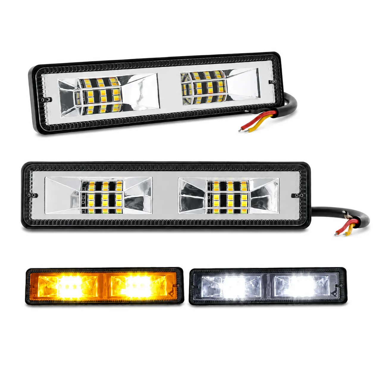 Barra LED bicolor de dos paneles (blanco/ámbar)