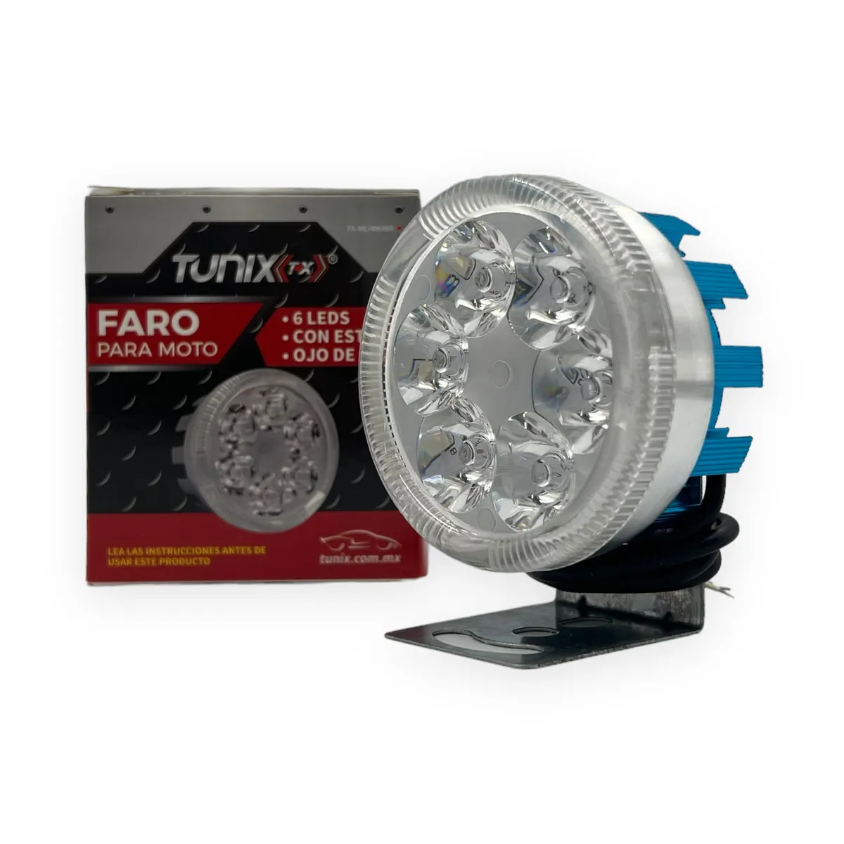 Faro de 6 LED con aro de ángel y carcaza de color
