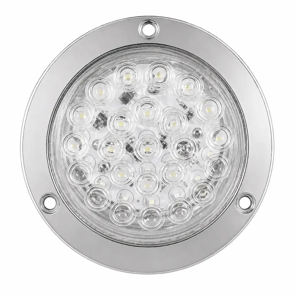 Plafón redondo blanco con 24 LED y borde cromado 
