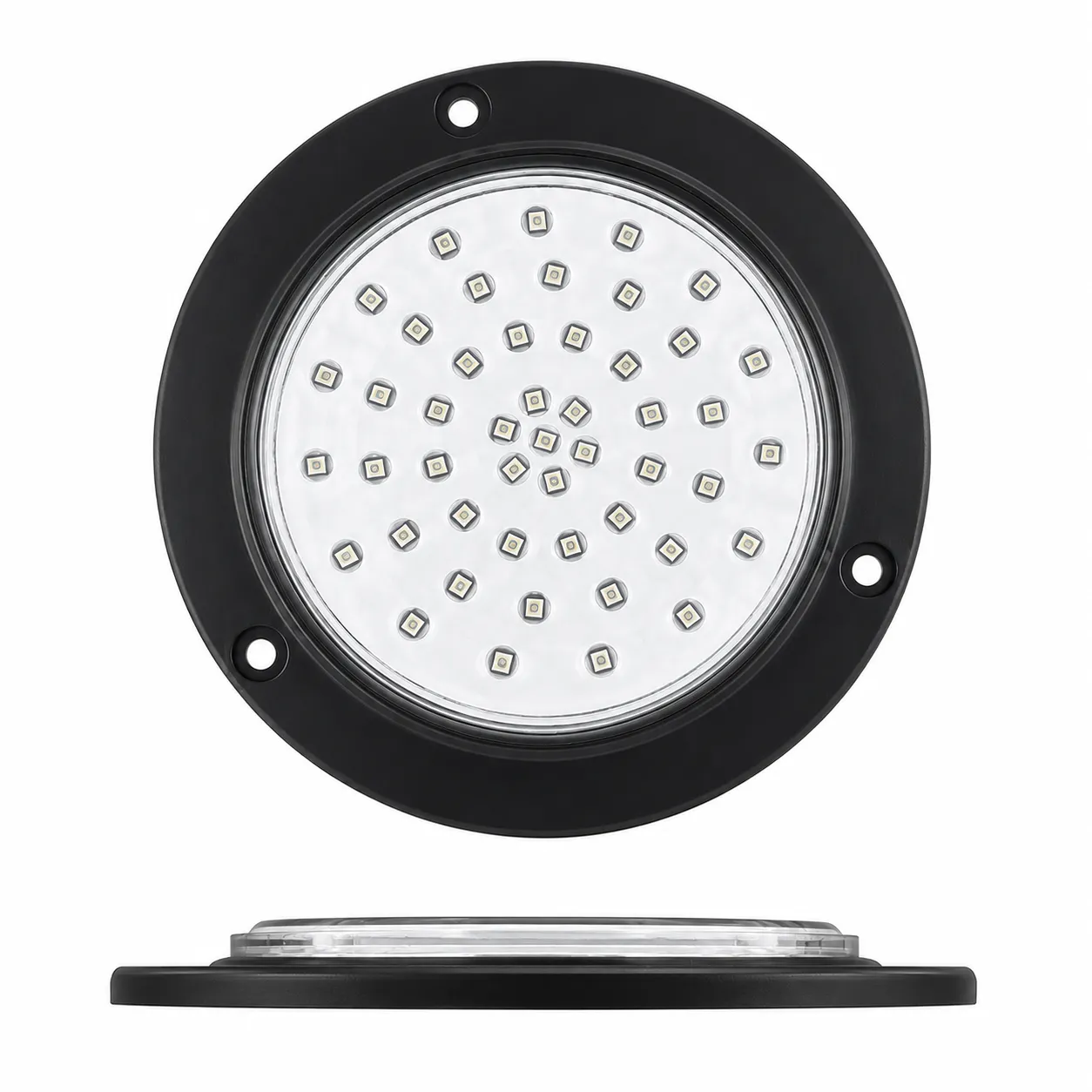 Plafón redondo de 48 LED contorno negro  
