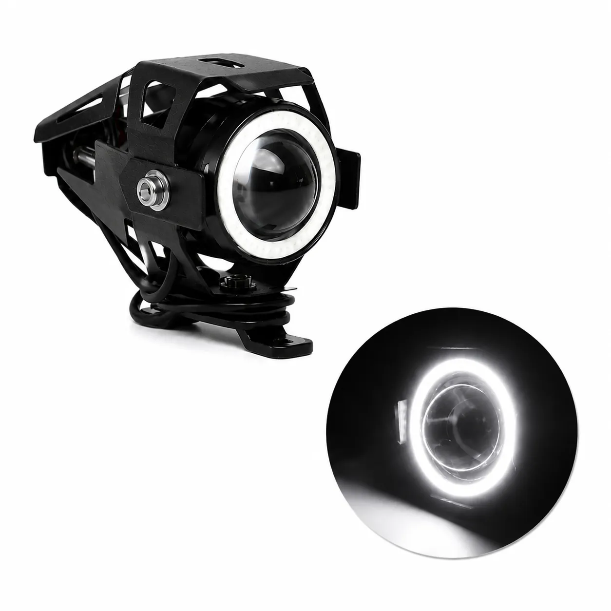 Faro para moto carcaza y ojo de ángel 