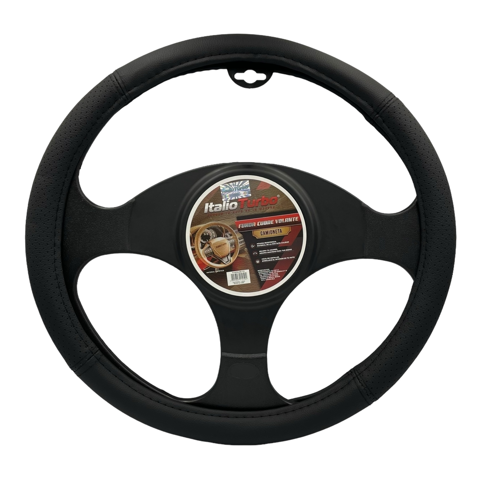 Funda cubrevolante piel automotriz para camioneta color negro