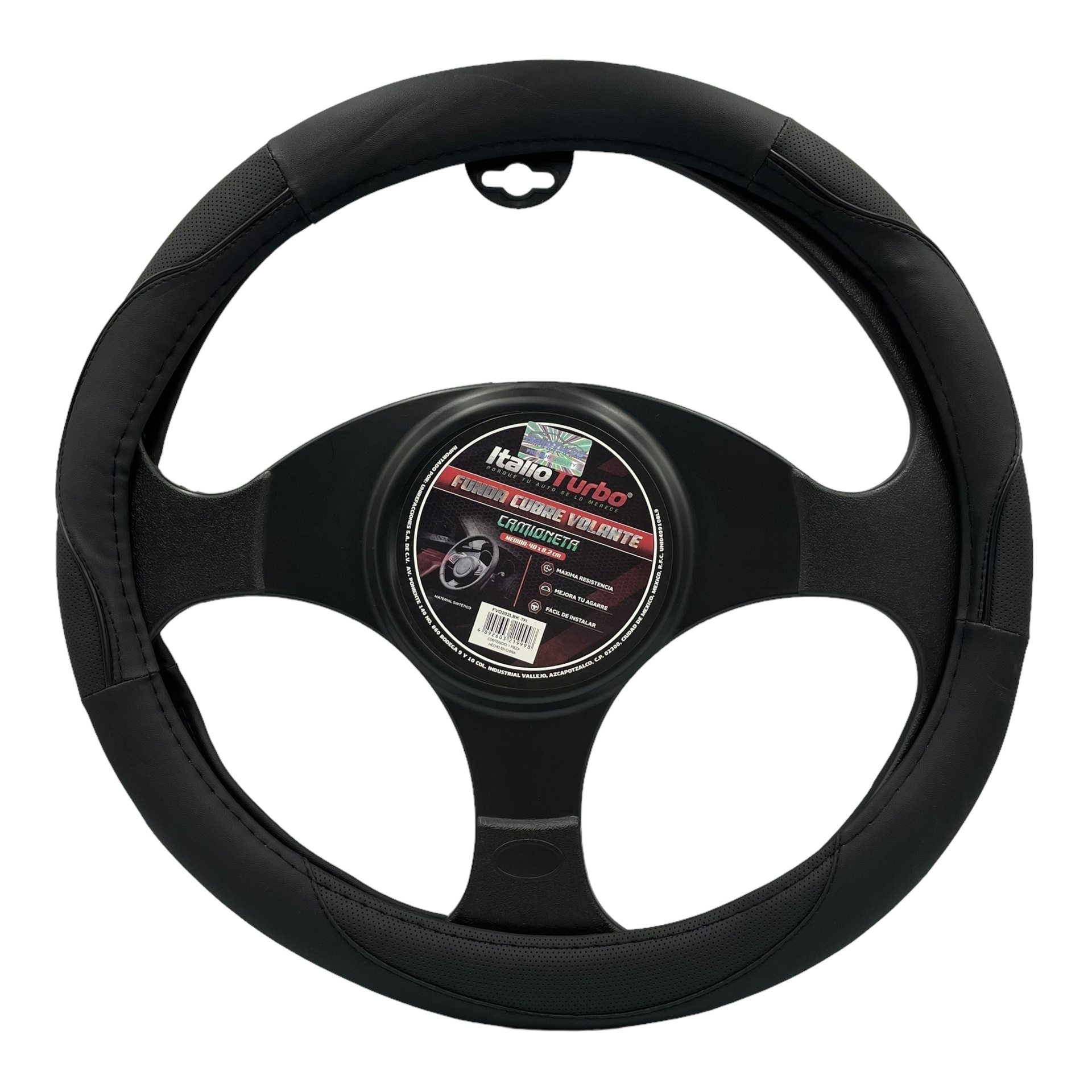 Funda cubrevolante de vinipiel negra para camioneta