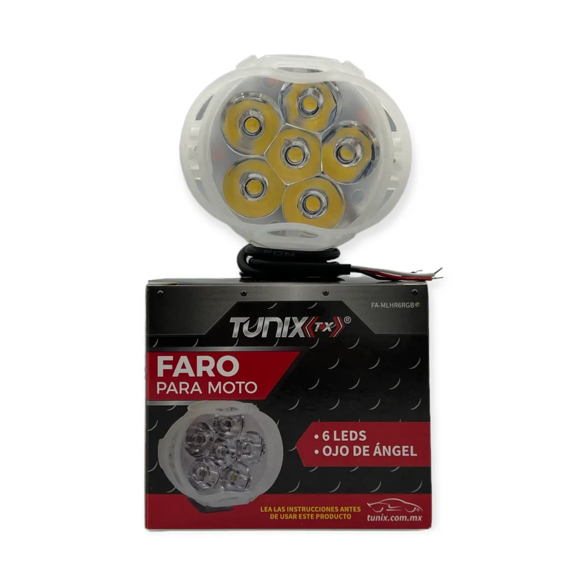 Faro para moto carcaza transparente RGB