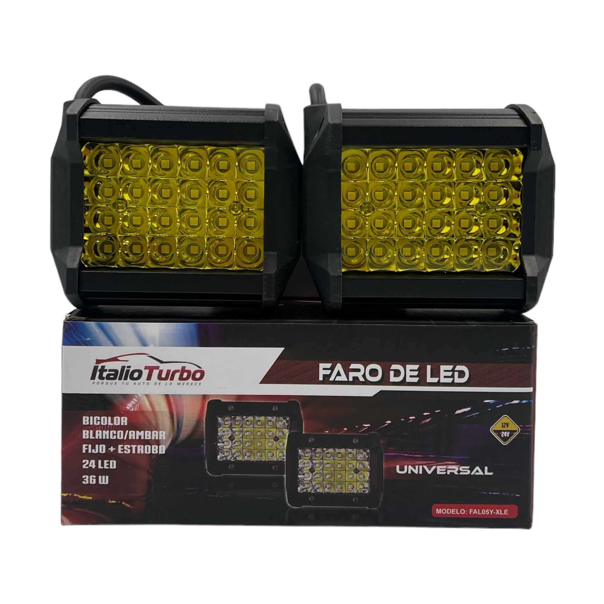 Faro de 24 LED función alta, baja y estrobo