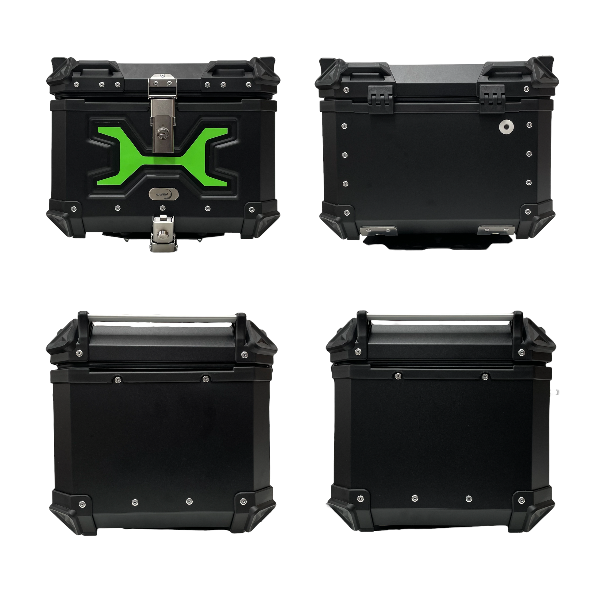 Maletero de aluminio negro con luz verde