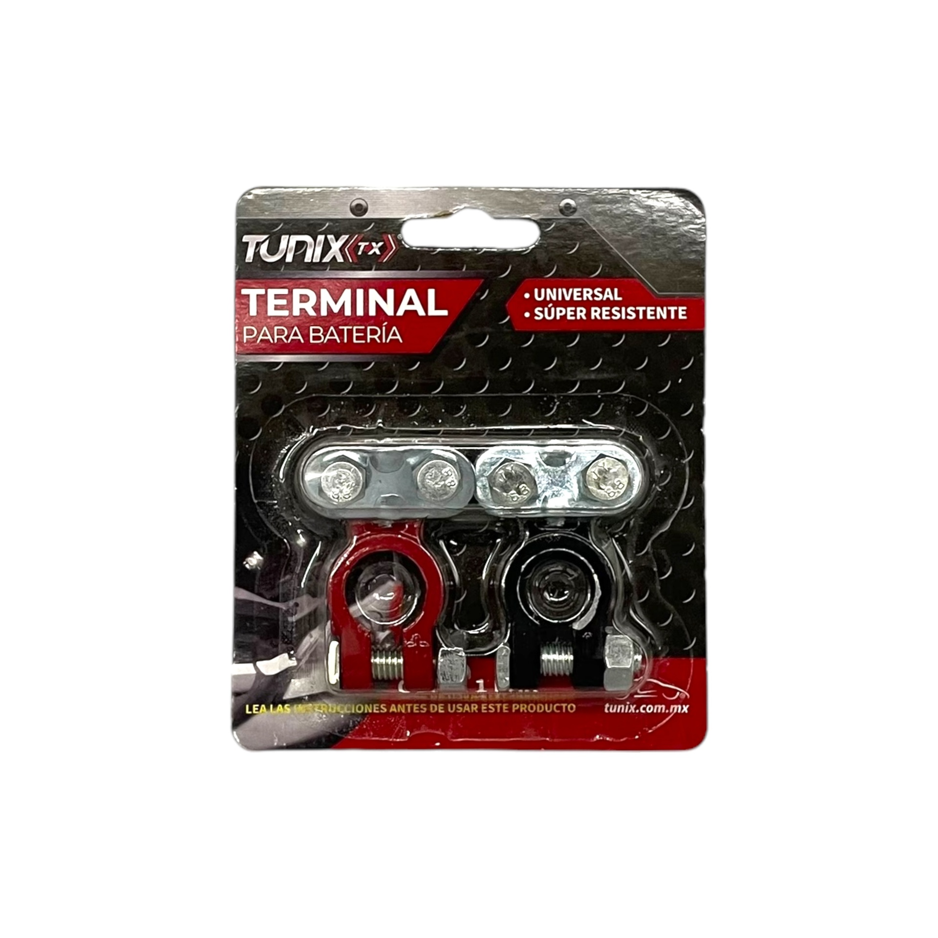 Terminal de batería con aislante negro y rojo