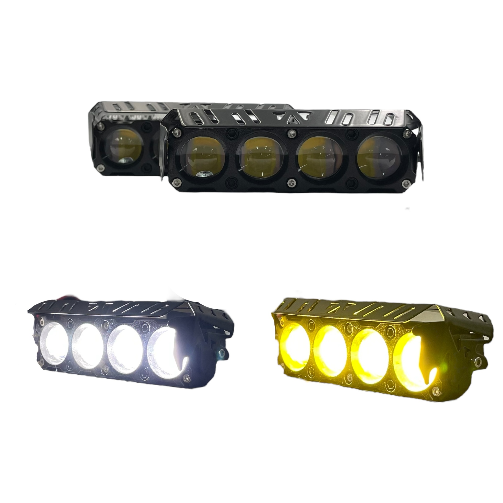 Faro LED para motocicleta con 4 lupas bicolor 12/80V (par)