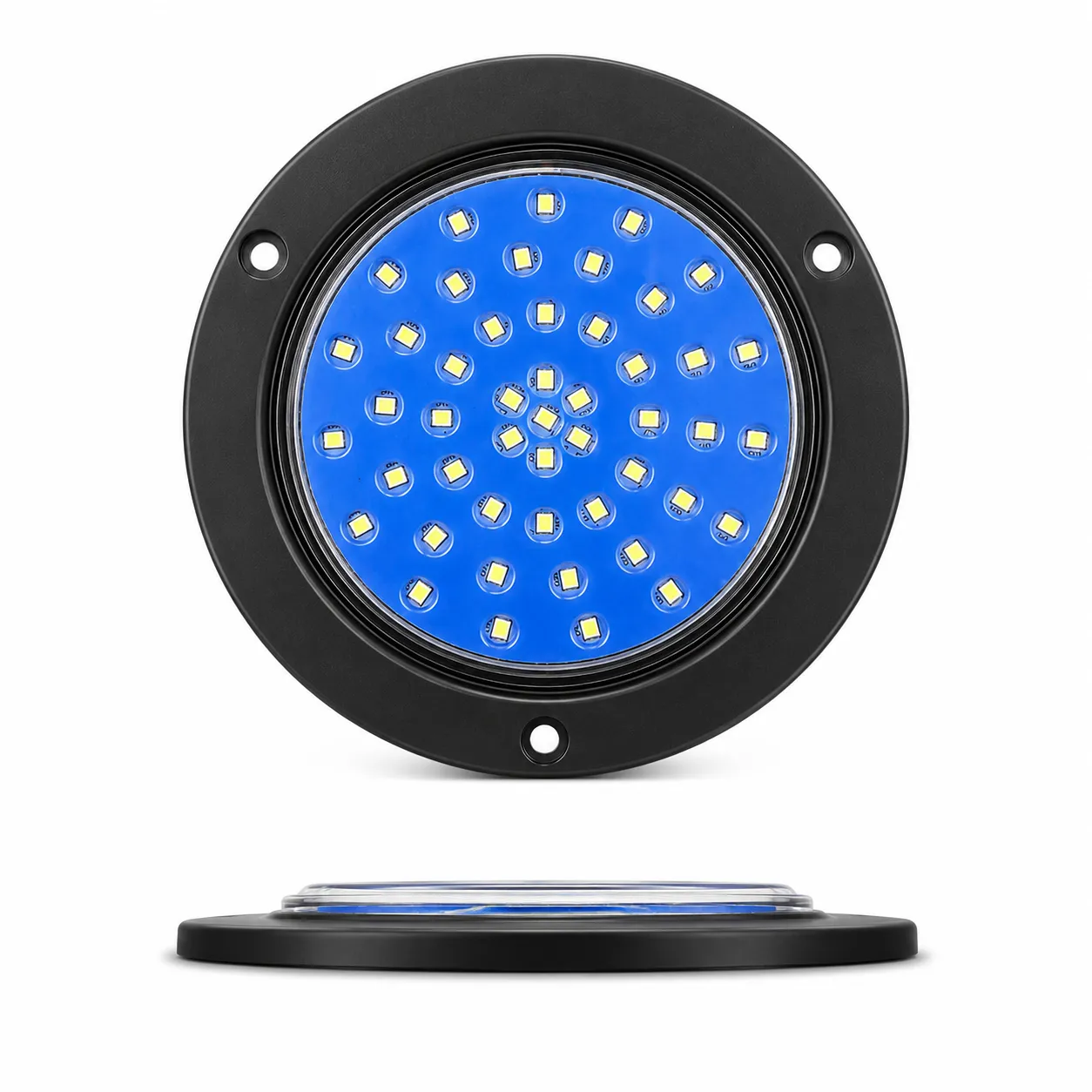 Plafon redondo de 4" con base negra de 48 LED con funciones 12/24V