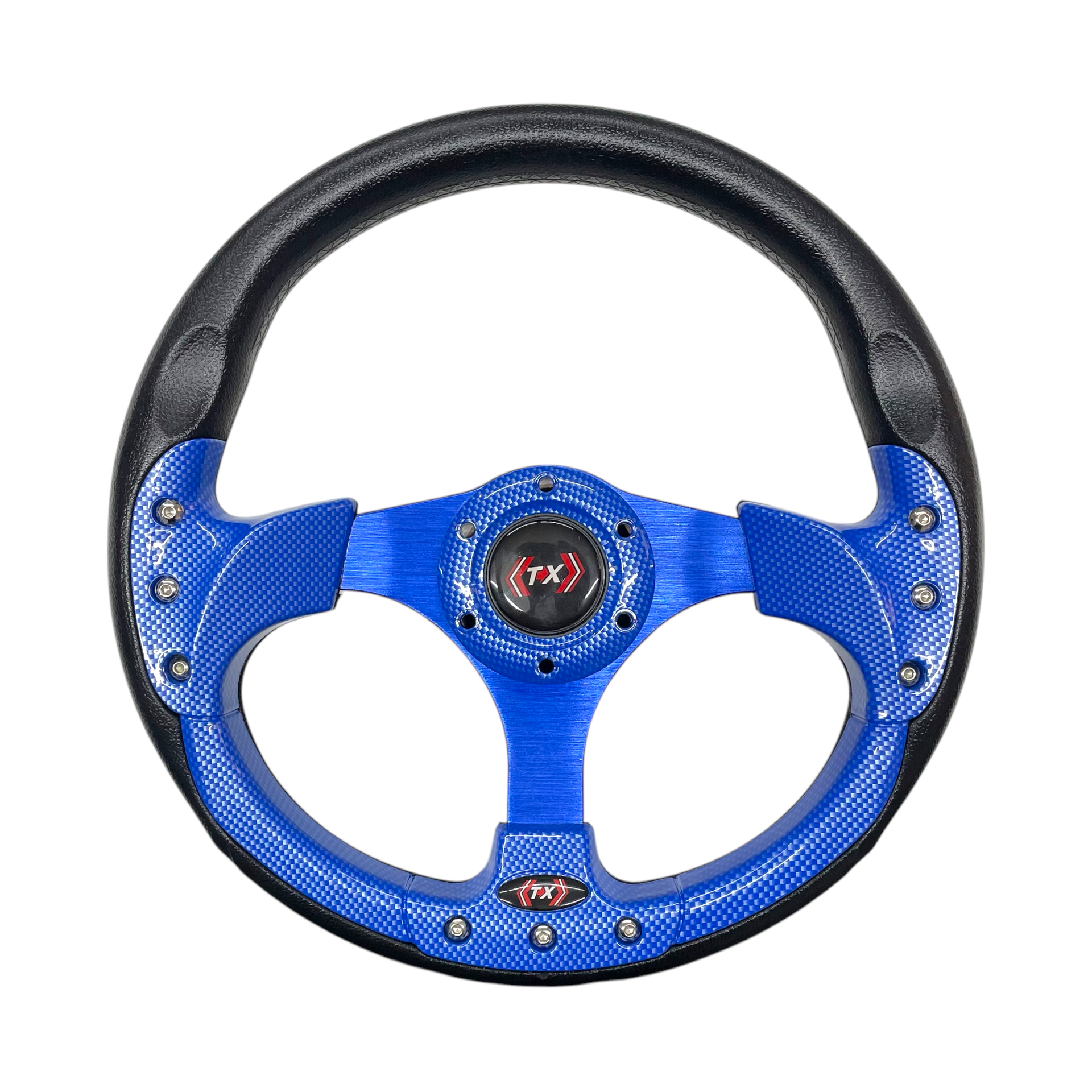 Volante deportivo tipo fibra color azul