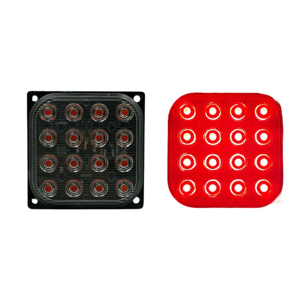 Estrobo cuadrado rojo de 16 LED universal
