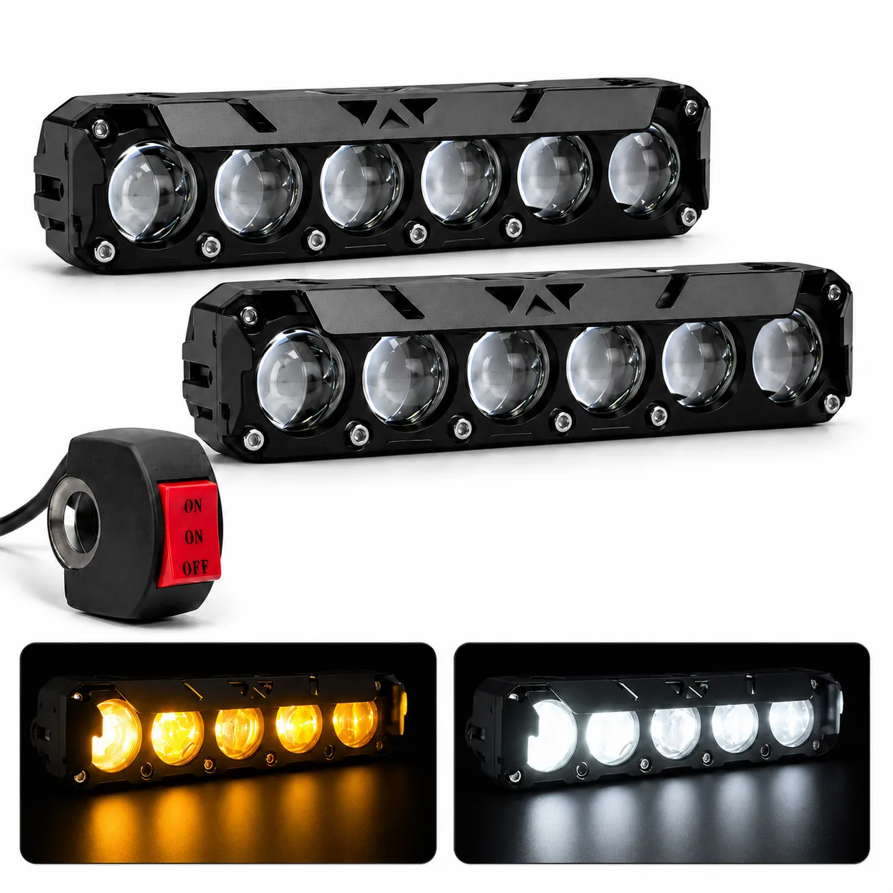 Faro LED bicolor con 5 lentes grandes y swicht