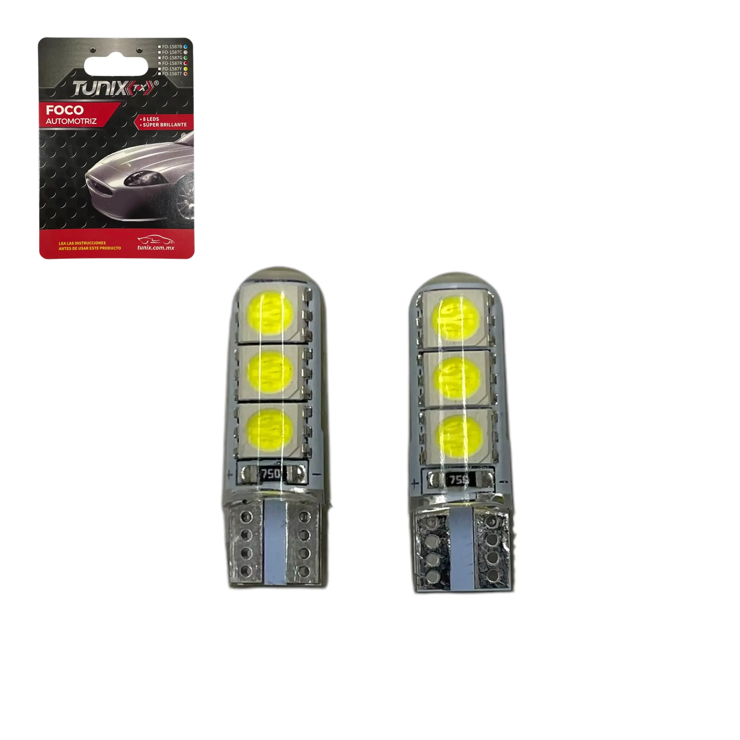 Foco de pellizco con 6 LED 5050 (azul, blanco y rojo)