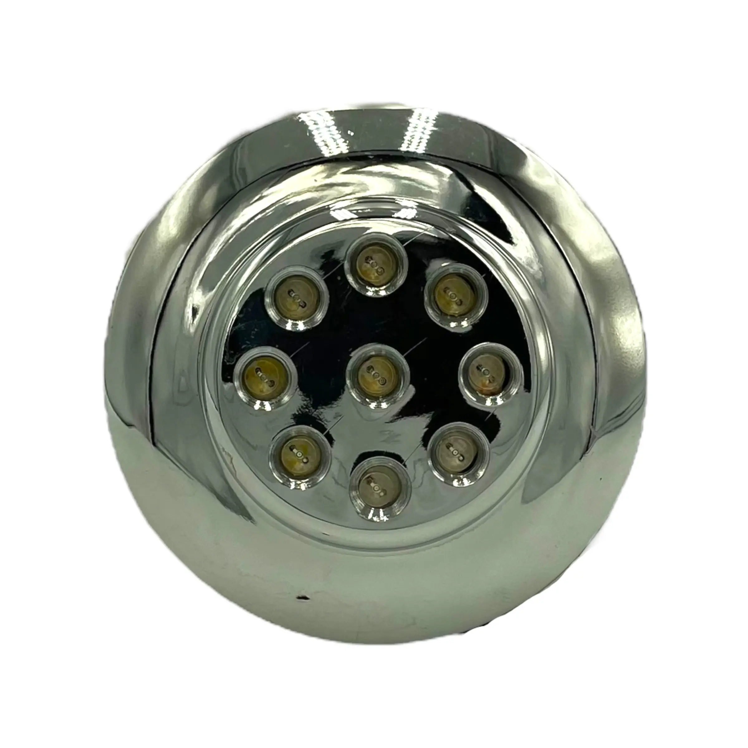 Plafón redondo azul de 9 LED con base cromada