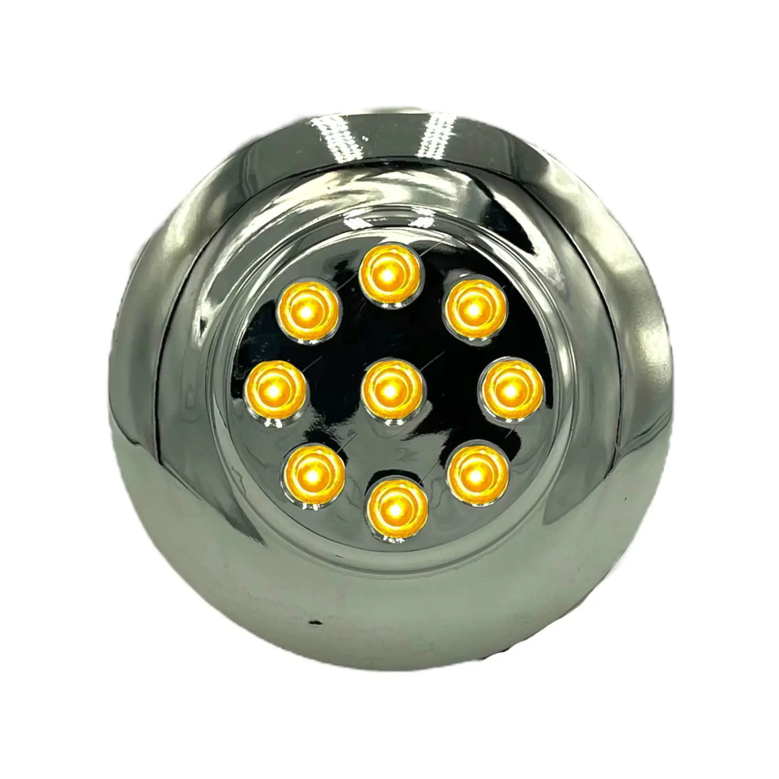Plafón redondo ámbar de 9 LED con base cromada