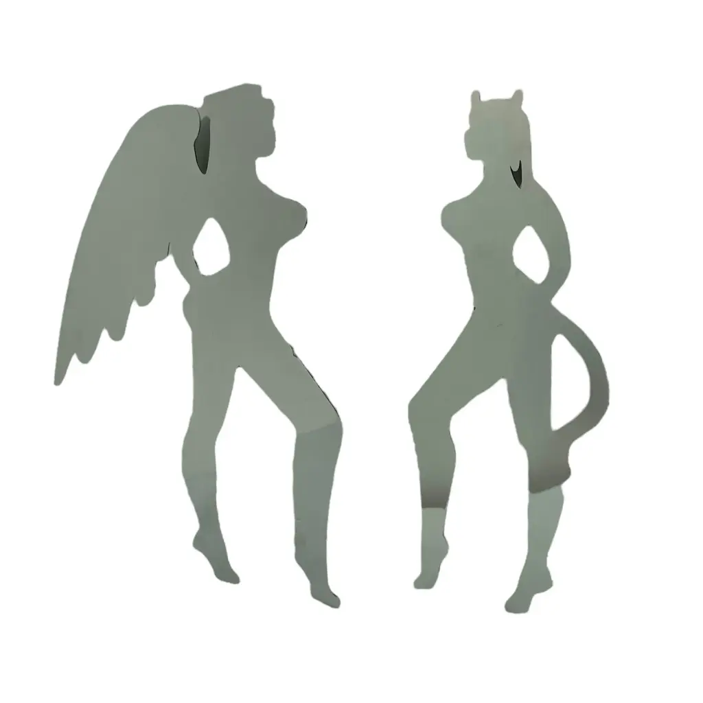 Emblema automotriz angel y demonio cromada para parabrisa