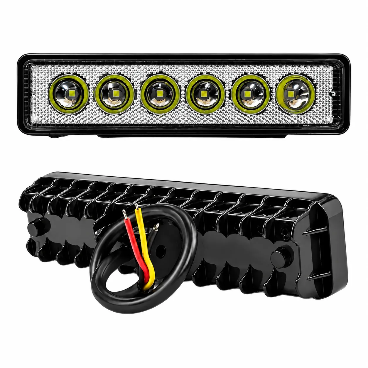 Barra negra de 6 LED con luz blanca y carcaza de color
