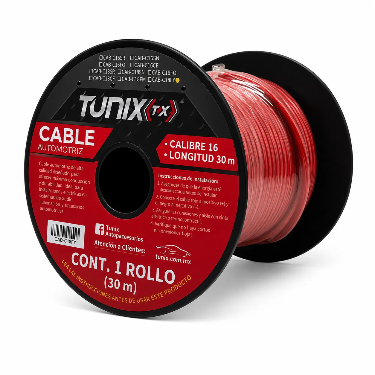 Cable rojo de 30M calibre 16