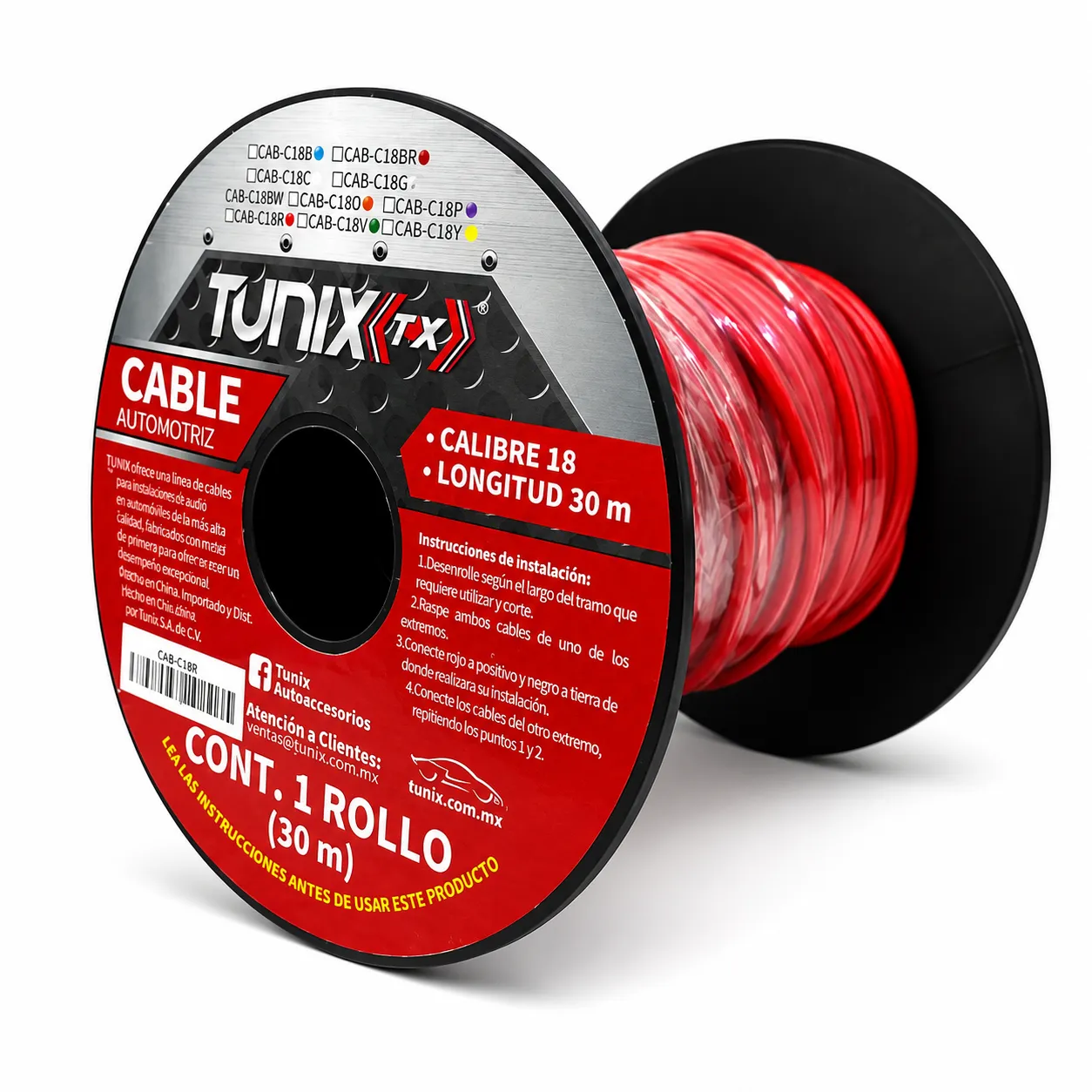 Cable rojo de audio calibre 18 (30MTS)