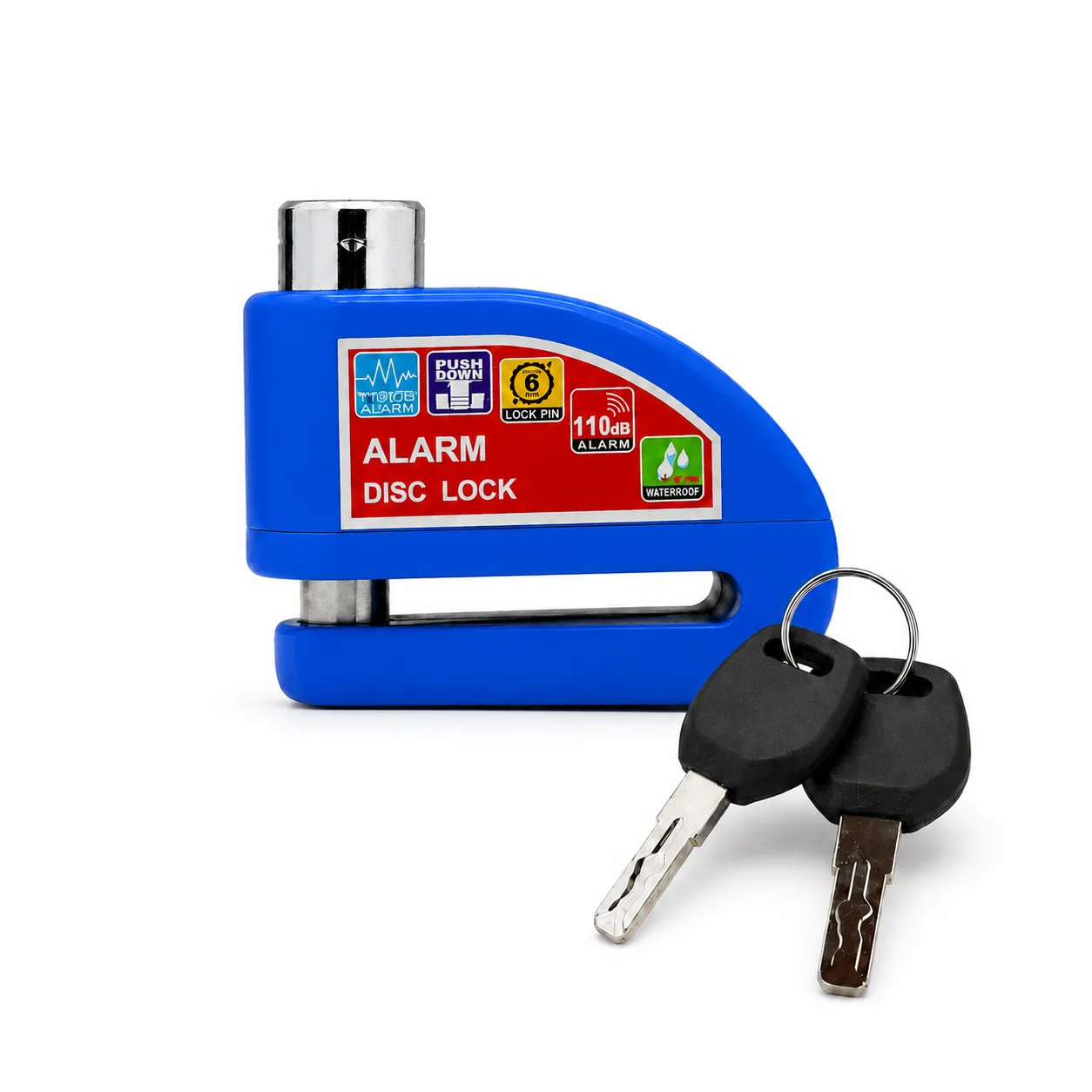 Candado azul para disco de moto con alarma