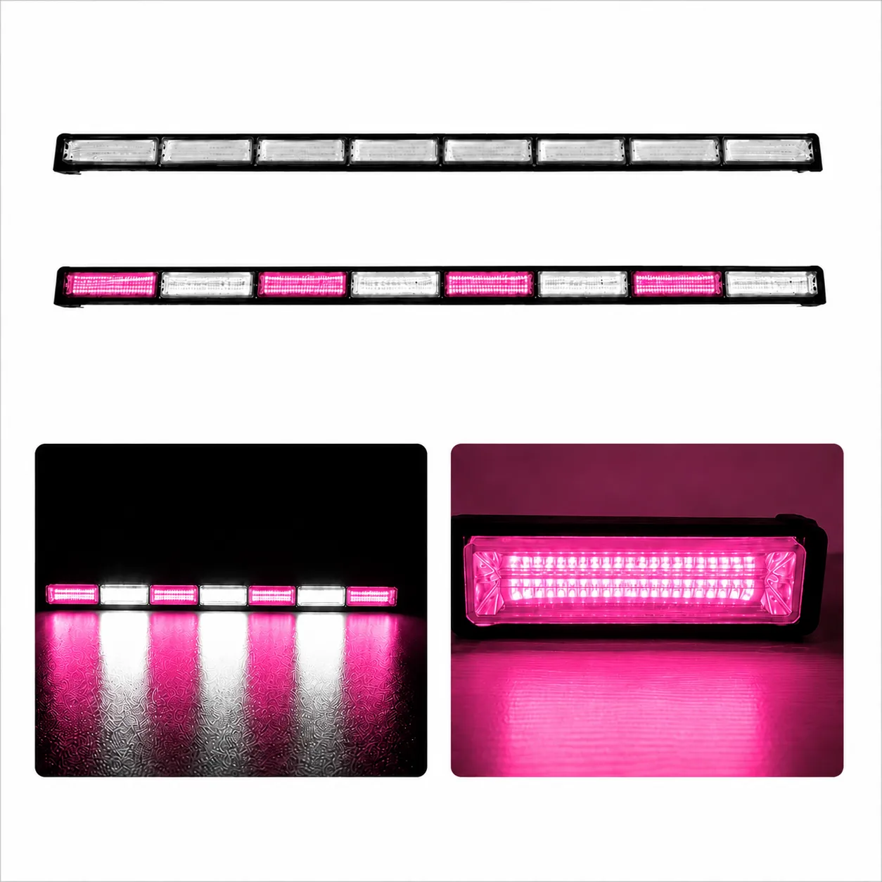 Barra LED blanco/rosa  de 8 paneles cob con funciones