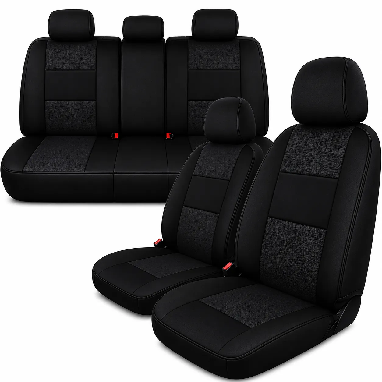 Cubre asiento negro cabecera separada (Juego completo, delanteros y traseros)