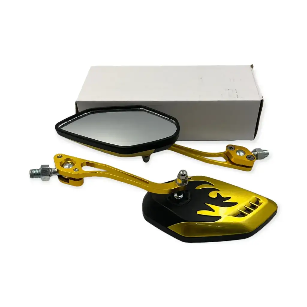 Espejo dorado para moto universal tipo flamas